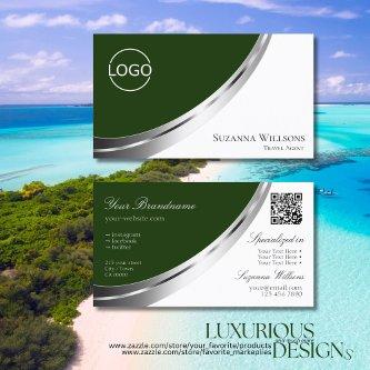 Dark Green White Silver Decor with Logo and QRCode