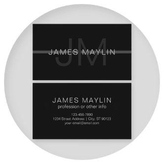 Dark Grey Monogram, Name & Geometric Stripe