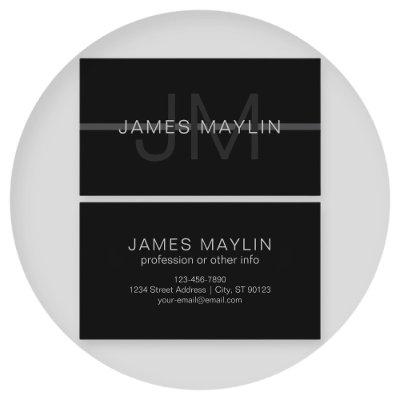 Dark Grey Monogram, Name & Geometric Stripe