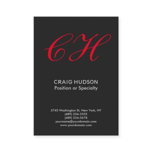 Dark Grey Red Monogram Professional