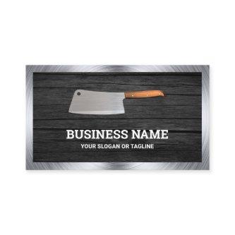 Dark Grey Wood Steel Butcher Knife Meat Shop