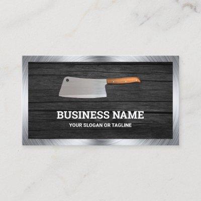 Dark Grey Wood Steel Butcher Knife Meat Shop