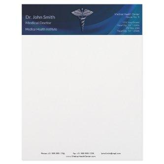 Dark Holographic 3D Medical Caduceus Chrome Letterhead