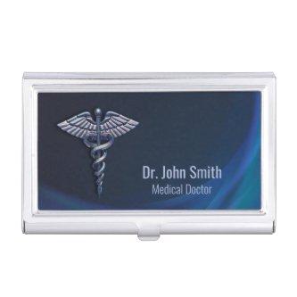 Dark Holographic 3D Medical Chrome Caduceus  Case