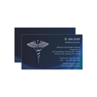 Dark Holographic Chrome 3D Medical Caduceus