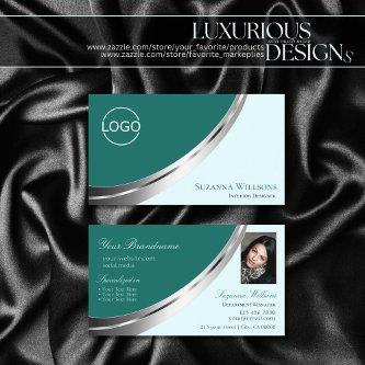 Dark Light Teal Silver Decor with Logo and Photo