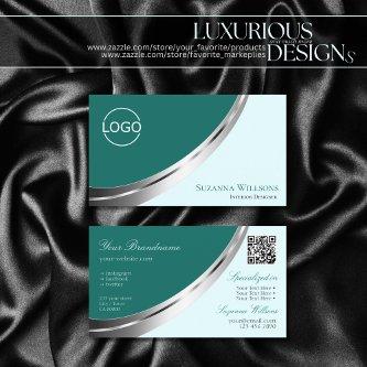 Dark Light Teal Silver Decor with Logo and QR-Code