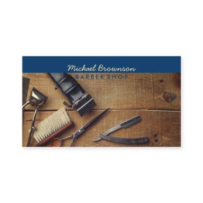 Dark Midnight Blue Scissor Razor Photo Barber