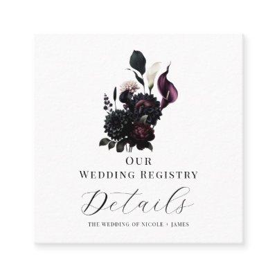 Dark Moody Romantic Floral Wedding Registry QR  Square