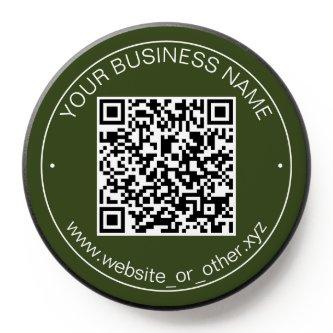 Dark Moss Green QR Code Smart Contact PopSocket