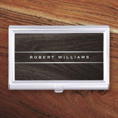 Dark oak wood grain silver gray gradient borders  case