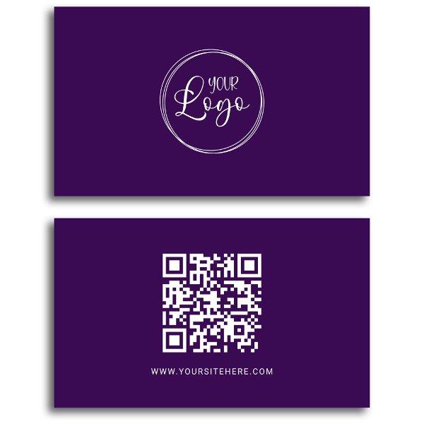 Dark Purple and White Logo Minimalist QR Code
