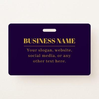 Dark Purple & Gold Business Name or Greeting  Badge