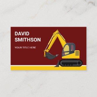 Dark Red Construction Bulldozer Excavator