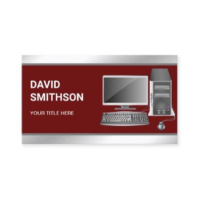 Dark Red Desktop PC Computer Repair Technician