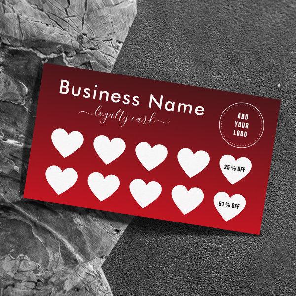 Dark Red Ombre Minimalist Add Logo Social Media Loyalty Card