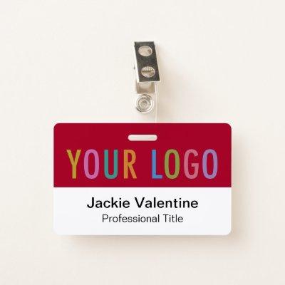 Dark Red PVC Name Badge with Clip Lanyard or Reel