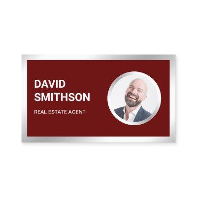 Dark Red Steel Silver Photo Real Estate Agent