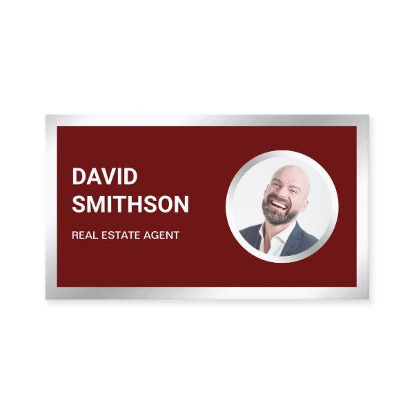 Dark Red Steel Silver Photo Real Estate Agent