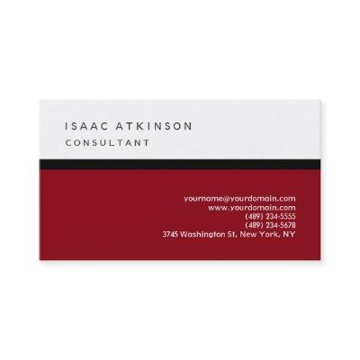 Dark Red White Classic Elegant Plain Professional