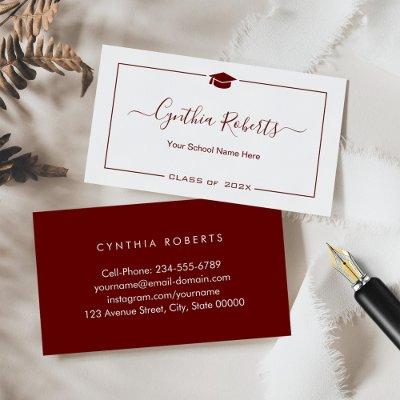 Dark Red White Script Graduation Standard