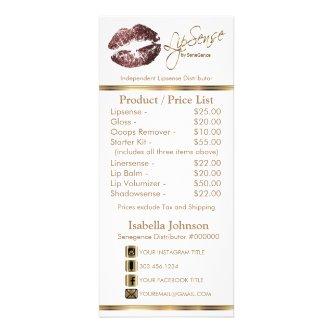 Dark Rose Glitter Lips - White -  Price List Rack Card