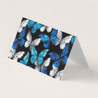 Dark Seamless Pattern with Blue Butterflies Morpho