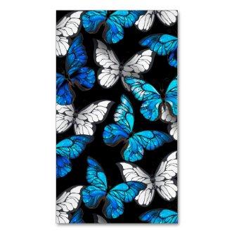 Dark Seamless Pattern with Blue Butterflies Morpho  Magnet