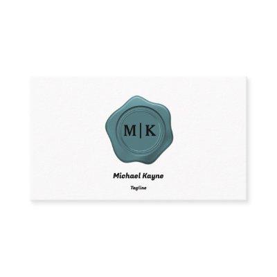 Dark Teal Blue Wax Seal on Black & White