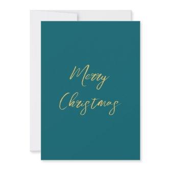 Dark Teal & Gold Colors Merry Christmas Holiday Card