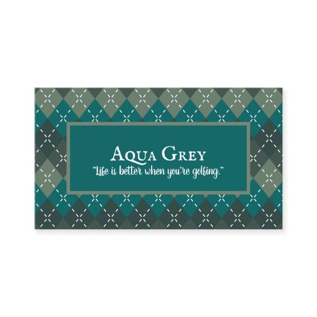 Dark Turquoise and Gray Preppy Argyle