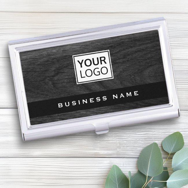 Dark wood grain custom logo case