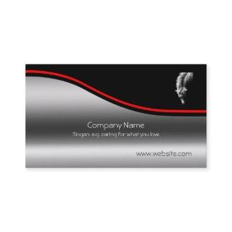 Dartmoor Pony Portrait, red swoosh, metallic-look