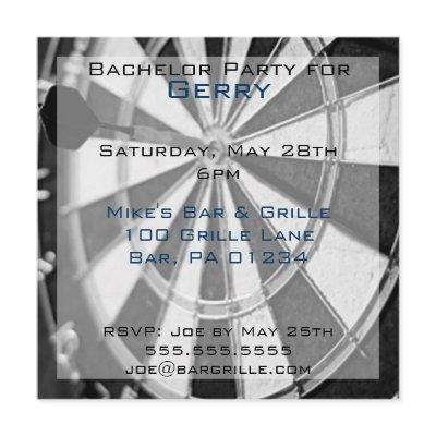 Darts Bachelor Party Invitation Cards