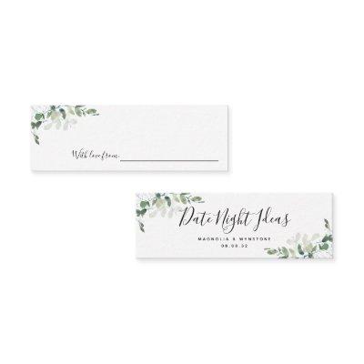 Date Night Ideas Eucalyptus Bridal Shower Wedding Calling Card