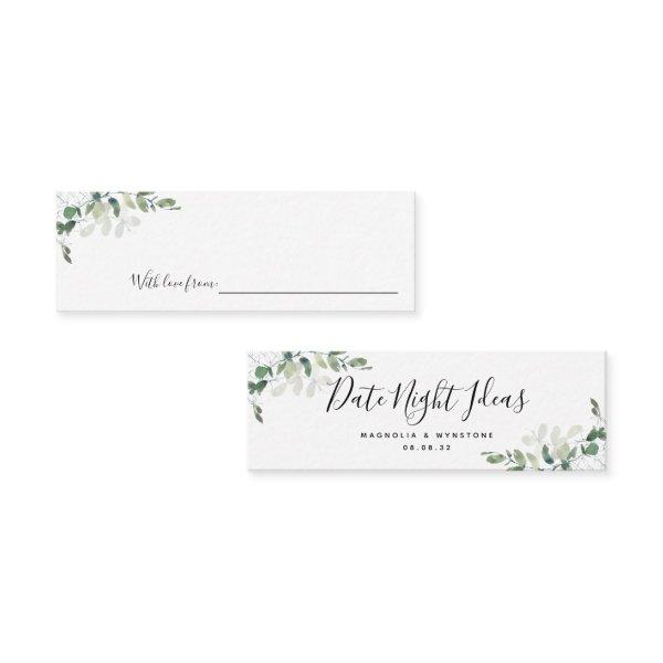 Date Night Ideas Eucalyptus Bridal Shower Wedding Calling Card