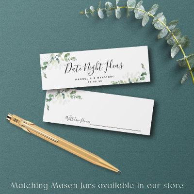 Date Night Ideas Eucalyptus Bridal Shower Wedding Calling Card