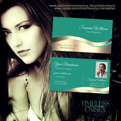 Decent Dark Teal Wavy Gold Decor with Photo Classy