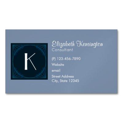 Decorative Art Deco Blue Square Monogram  Magnet