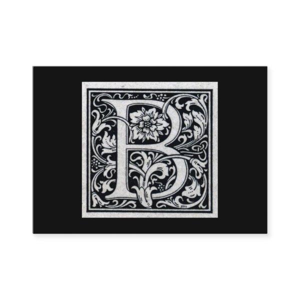 Decorative Letter "B" Woodcut Woodblock Inital