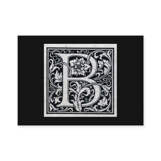 Decorative Letter "B" Woodcut Woodblock Inital