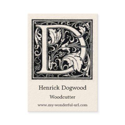 Decorative Letter "D" Woodcut Woodblock InitIal