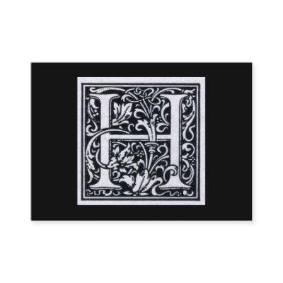 Decorative Letter "H" Woodcut Woodblock Inital