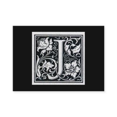 Decorative Letter "J" Woodcut Woodblock Initial