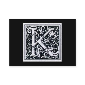 Decorative Letter "K" Woodcut Woodblock Initial