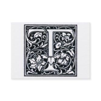 Decorative Letter "T" Woodcut Woodblock Initial