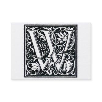 Decorative Letter "W" Woodcut Woodblock Initial