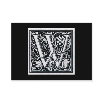 Decorative Letter "W" Woodcut Woodblock Initial