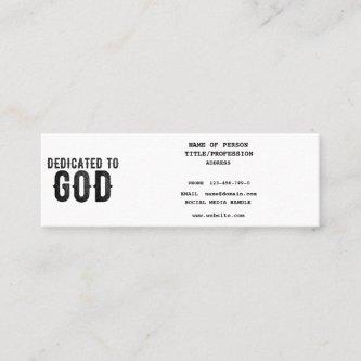 DEDICATED TO GOD  CUSTOMIZABLE COOL BLACK TEXT CALLING CARD