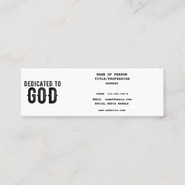 DEDICATED TO GOD  CUSTOMIZABLE COOL BLACK TEXT CALLING CARD